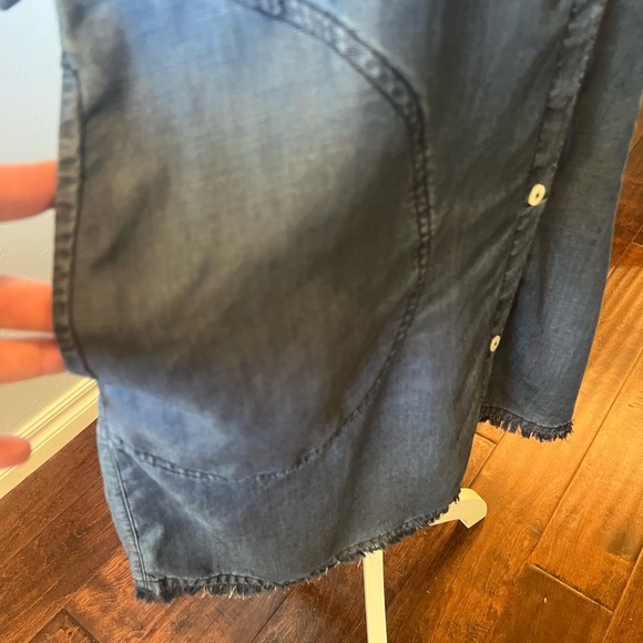 Tommy Bahama 100% Tencel Blue Button-Up Shirt Dress Size S/P Front Pockets - Picture 5 of 13